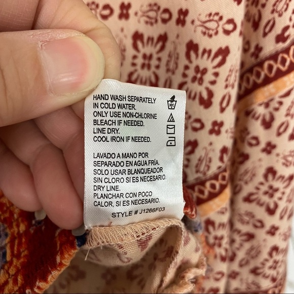 PATRONS OF PEACE Irving Adobe Tile Print Cropped Smocked Top Boho Peasant Medium - Picture 14 of 15